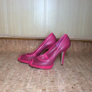 BCB Girls Pink Peep Toe Mesh Heels Size 61/2 361/2